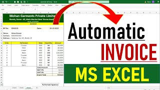 Fully 🔥 Automatic Invoice in Excel  Create Invoice Bill in Excel  MS Excel [upl. by Lecrad632]