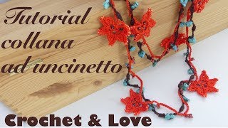 Tutorial collana Autunno ad uncinetto con perline [upl. by Cacka]