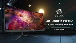 ZEDGE UG30 30quot 200Hz Curved Gaming Monitor Ultrawide Gaming Monitor 1ms wFHD 219 2560x1080 [upl. by Aslin815]