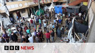 At least 28 killed in Israeli strike on school sheltering people in Gaza medics say  BBC News [upl. by Arakihc]