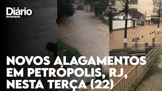 Petrópolis registra novos alagamentos e Defesa Civil aciona sirenes com alerta [upl. by Eiliah]