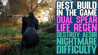 Best build in AC Valhalla  OP Dual Spear build destroy Aesir  Nightmare  difficulty [upl. by Mages813]