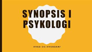 Synopsis Psykologi B [upl. by Rainger]