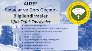 AUZEF «Sınavlar ve Ders Geçme» Bilgilendirmeler Ufak Tefek Tavsiyeler Dersten geçme notu kaçtır [upl. by Laekcim869]