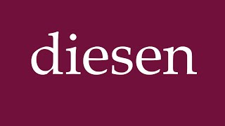 How to Pronounce diesen this one Correctly in German [upl. by Anak]