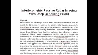 Interferometric Passive Radar Imaging With Deep Denoising Priors [upl. by Acinna]