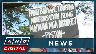 PH jeepney drivers operators stage protests vs PUV Modernization Program  ANC [upl. by Hartmann]