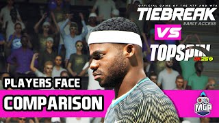 TopSpin 2k25 VS TIEBREAK  PLAYERS FACE COMPARISION  COMPARACION DE CARAS ROSTERS COINCIDENTES [upl. by Aidnama372]