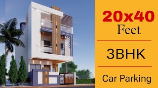 20 x 40 House Design  3BHK  20 by 40 House Design With Car Parking [upl. by Zednanref694]