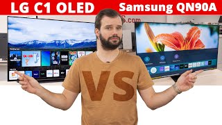 LG C1 OLED vs Samsung QN90A QLED  HighEnd Model fight [upl. by Marciano284]