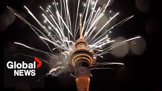 New Years 2024 New Zealand ushers in new year with fireworks in Auckland [upl. by Ylicic416]