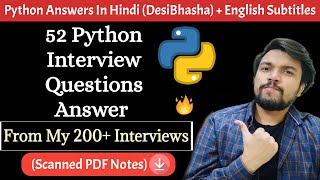 52 Python Developer Interview Questions Answers HindiEnglish  Written Notes  My 200 Interviews [upl. by Mannos129]