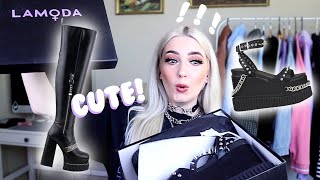 CUTE GRUNGE SHOE TRYON HAUL feat LAMODA [upl. by Anasxor]