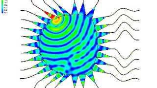 Current distribution over a printed Rotman lens animated over phase change [upl. by Lifton77]