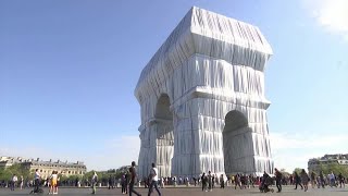 Arc de Triomphe gets wrapped up [upl. by Anuhsal]