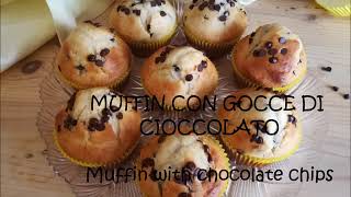 MUFFIN CON GOCCE DI CIOCCOLATO  ricetta facile MUFFIN WITH CHOCOLATE CHIPS  easy recipe [upl. by Yonina572]