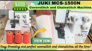 EASY THREADING GUIDE FOR JUKI MCS 1500N COVERSTITCH MACHINE WITH 3 THREADS juki sewingtutorial [upl. by Ynatirb605]