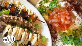 Beef amp chicken skewers flavorpacked hummus at Zaytoona in Hanford California  Dine and Dish [upl. by Leahcam]