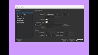 Changing page title and background color of HTML file on page properties using Adobe Dreamweaver [upl. by Lucina]