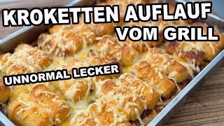 Kroketten Auflauf vom Grill super einfach richtig Lecker  The BBQ BEAR [upl. by Pahl]