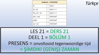 DERS 21  PRESENS  SIMDIKI GENIS ZAMAN düzenli fiiller Hollandaca Nederlandsleren OTT [upl. by Grania]