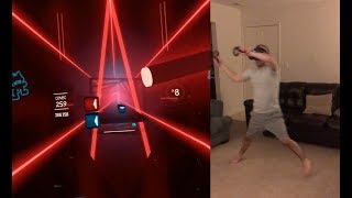 Beat Saber for Oculus Quest  Overkill Expert cardio style w player cam [upl. by Ettevroc442]