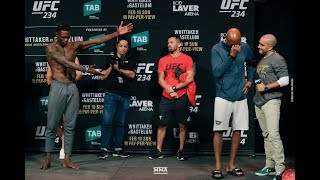 UFC 234 Anderson Silva Breaks Into Tears After Israel Adesanya WeighIn Staredown [upl. by Veradi]