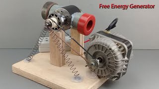 How to Make Flywheel 220v Free Energy Generator With AC Motor Connect Spring Machine [upl. by Nillor]