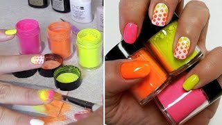 Neon Nails met pigmenten en stippen  beautynailsfunnl [upl. by Cynara]