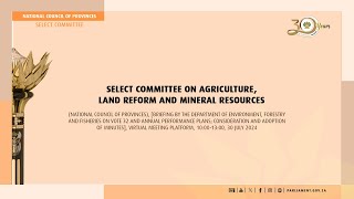 Select Committee on Agriculture Land Reform and Mineral Resources 30 July 2024 [upl. by Eigla]