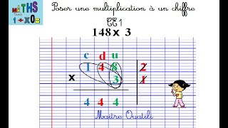 Poser une multiplication à un chiffre pour CE1 [upl. by Euqirdor789]