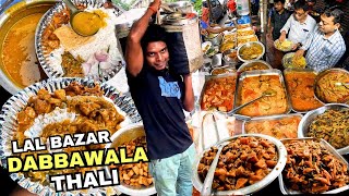 Lal Bazar humble DABBAWALA Boy selling CHEAPEST THALI Kolkata street food [upl. by Enileuqaj933]