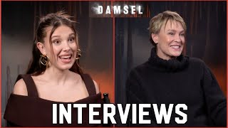 DAMSEL Interview Millie Bobby Brown amp Robin Wright Millie on TWILIGHT TVD NORMAL PEOPLE Netflix [upl. by Clint]