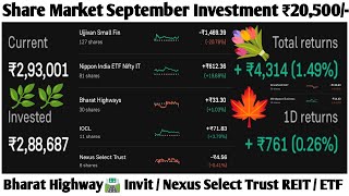 Share Market September Investment ₹20500  IRB Invit  Bharat Highway Invit  Nexus Select REITs [upl. by Marozas]