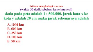 cpns skala pada peta adalah 1 banding 500000 jarak kota x ke kota y adalah 20 cm maka jarak [upl. by Whitehurst477]