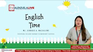 G5 English  Distinguishing Text Types According to Features Timeorder sequence recounts process [upl. by Aimal]