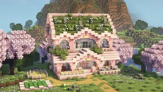 Minecraft How to Build a Cute Cherry Blossom House  Tutorial [upl. by Maggee]