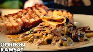 Mushroom Leek and Tarragon Pasta  Gordon Ramsay [upl. by Darrej]