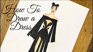 Drawing a Dress Made Easy Beginner’s Fashion Sketch Tutorial [upl. by Iaria]