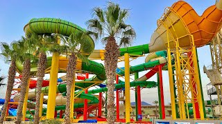 Waterslides at Stella Waterpark in Crete Greece Stella Palace Resort [upl. by Eltsirk]