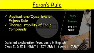 Fajans Rule detailed explanation in English ✅  Part 3 Question practice  Application  A001 [upl. by Malloy575]