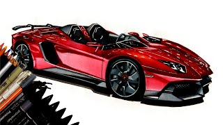 Realistic Car Drawing  Lamborghini Aventador J  Time Lapse  Drawing Ideas [upl. by Duwalt]