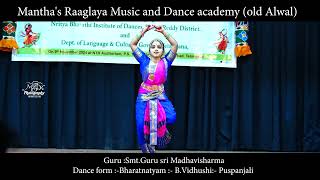 Manthas Raaglaya Music and Dance academy Old Alwal B Vidhushi Puspanjali [upl. by Aleekahs]