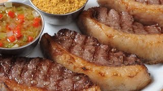 Como fazer Picanha na Frigideira fácil e rapido  Com Sal Grosso  Receitas do Clau [upl. by Aretta]