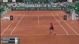 Carlos Berlocq breaks his racket during the second point of the match [upl. by Merissa]