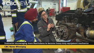 Instructor encouraging more Manitobans to become heavy duty equipment mechanics [upl. by Newhall]