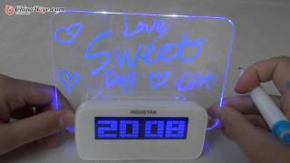 HIGHSTAR USB Fluorescence Temperature Calendar Time Clock with Message BoardBlue Light [upl. by Boy997]