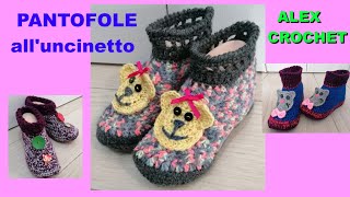 PANTOFOLE BABUCCE UNCINETTO tutte le taglie TUTORIAL FACILE Alex Crochet [upl. by Annawad910]