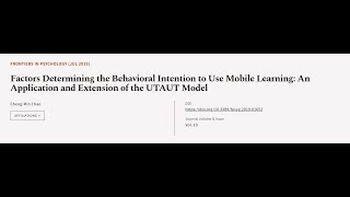 Factors Determining the Behavioral Intention to Use Mobile Learning An Application a  RTCLTV [upl. by Butler]