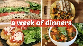 WHAT I EAT IN A WEEK  7 EASY VEGAN DINNER IDEAS [upl. by Anaiv]